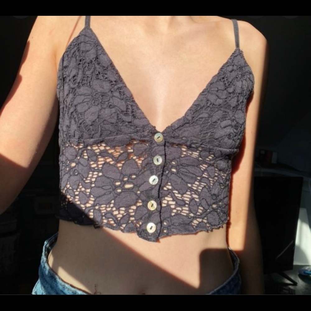 Urban outfitters grey lace button bralette size small